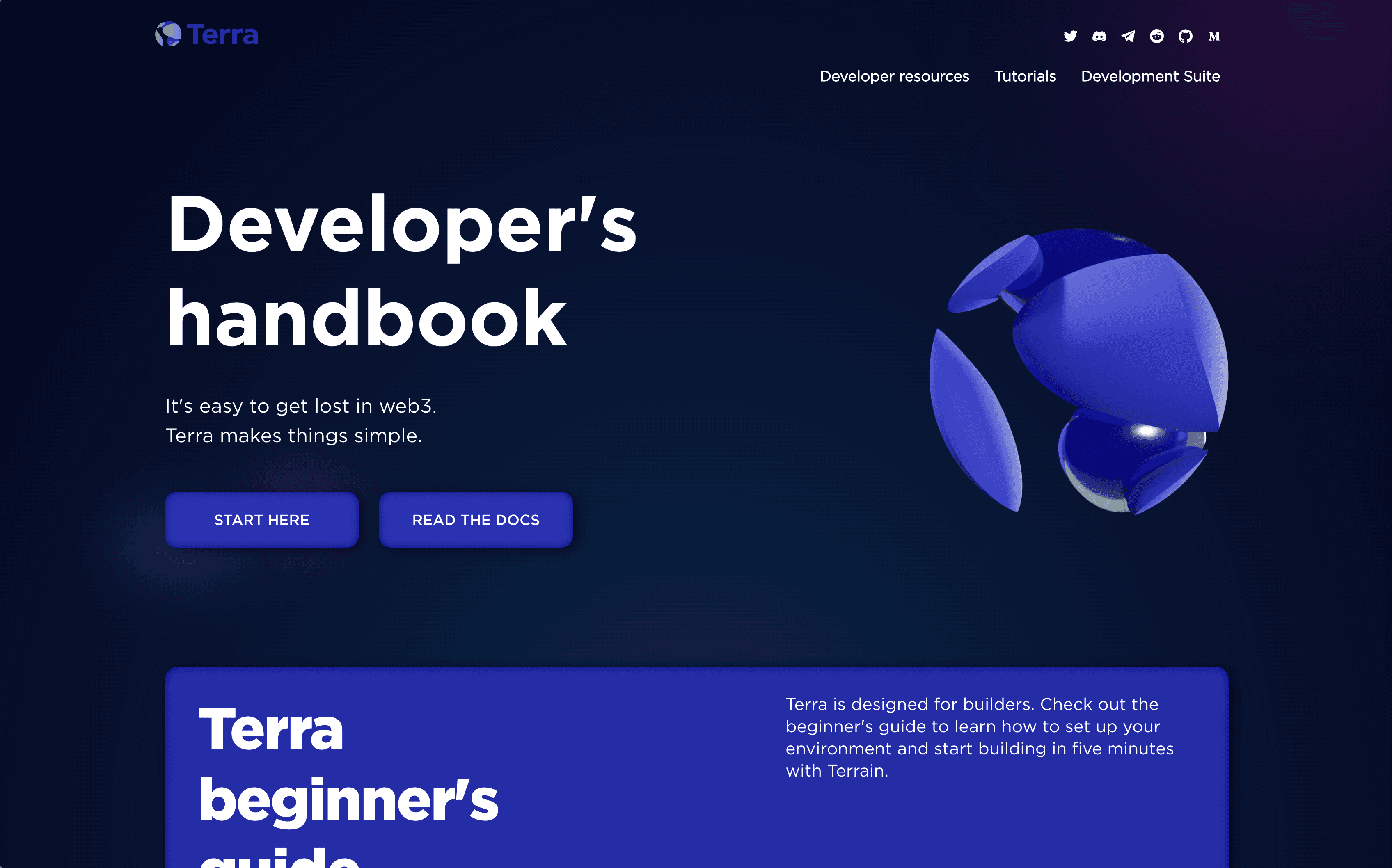 Developer landing page example